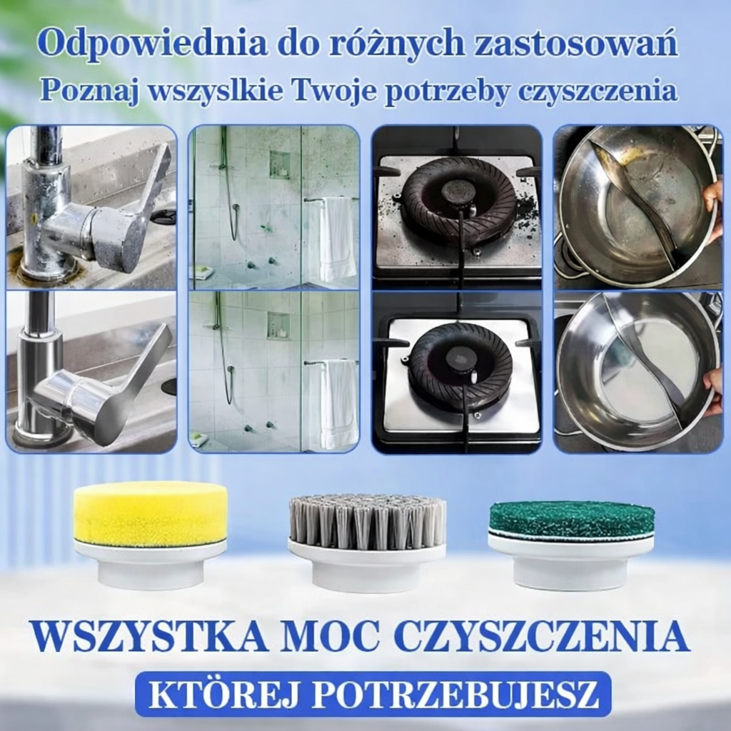 Elektryczna szczotka biała 360° – koniec z szorowaniem ręcznie