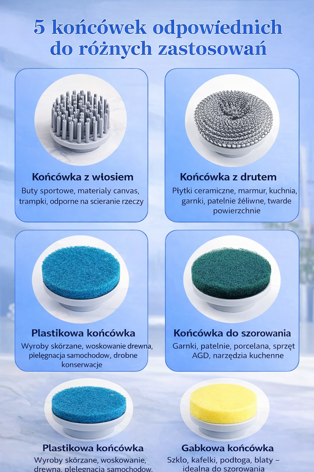 Elektryczna szczotka biała 360° – koniec z szorowaniem ręcznie