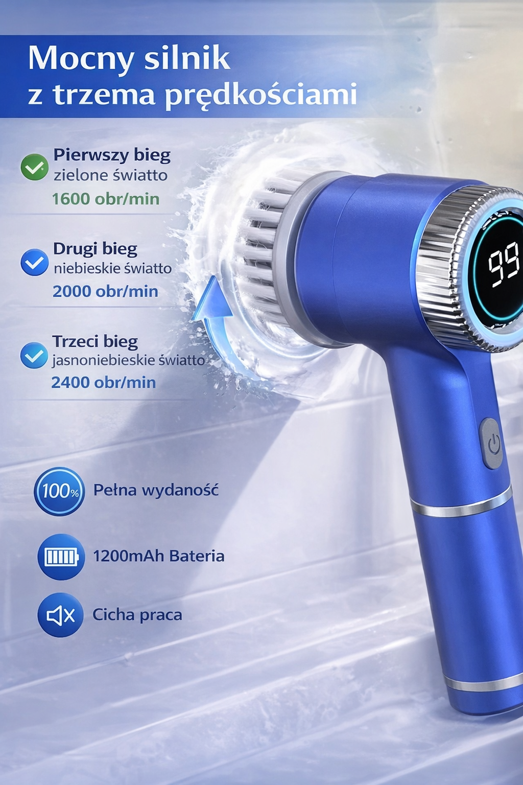 Elektryczna szczotka biała 360° – koniec z szorowaniem ręcznie
